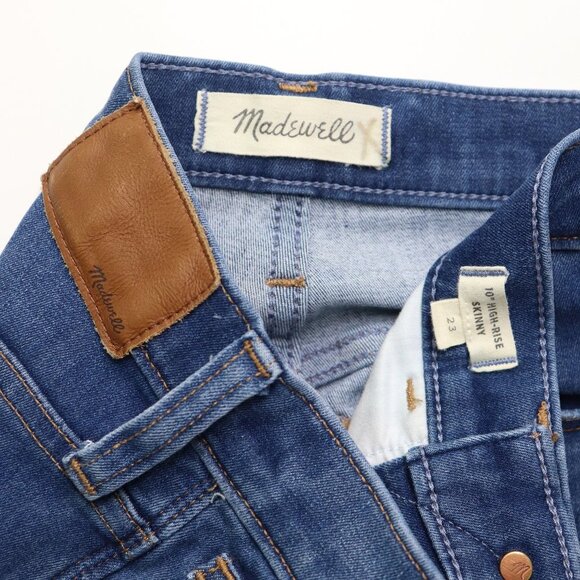 Madewell 10"‎ High Rise Skinny Jeans Distressed Ankle Crop Stretch Denim Blue 23 - Picture 4 of 9